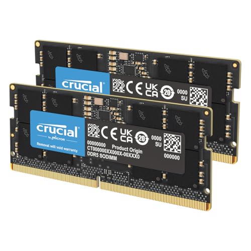 Crucial DDR5 RAM 32GB Kit (2x16GB) 5600MHz SODIMM, Arbeitsspeicher für Laptop/Notebook, Mini PC (auch 5200MHz / 4800MHz) CL46 - CT2K16G56C46S5