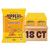 Hippeas Chickpea Tortilla Chips, Nacho Vibes, 18 x 1 oz, Crunchy Chickpea Snacks with 3g Plant Protein & 3g Fiber, Dairy & Gluten Free, Vegan, Non-GMO, Top 9 Allergen Free