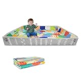 Infantino Foldable Soft Foam Play Mat, Reversible 57x57” Baby Mat for Floor Time, Lightweight, Portable & Easy to Store, Water Resistant, Wipeable, Multicolor