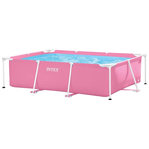 Intex 2,2 m x 1,5 m x 60 cm Pink Rectangular Frame Pool, Set-up Size: 2,20 m x 1,50 m x 60 cm (28266NP)