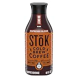 SToK Cold Brew Coffee, Espresso Blend, Dark Roast Brewed Low and Slow, Unsweetened, Black Coffee, 48 FL OZ Bottle