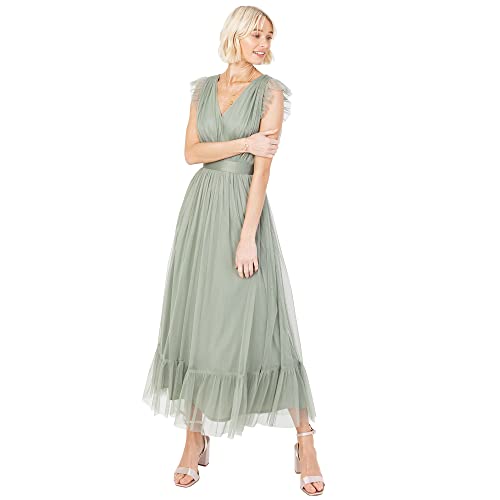 Anaya with Love Ladies Maxi Dress for Women V Neckline Sleeveless Frilly for Wed