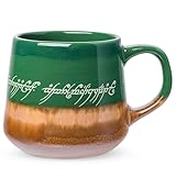 Silver Buffalo Lord of The Rings Elven Text High Gloss Reactive Glaze Tapered Pottery Mug,14 Ounces