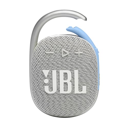 YUAKUOD JBL Clip 4 Eco, Wireless Ultra Portable Bluetooth Speaker, Pro Sound, Integrated Carabiner, Vibrant Colors with Rugged Fabric Design, Dust & Waterproof (White)