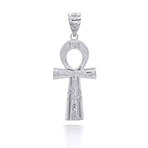 Claddagh - Collar con colgante de plata de ley 925 egipcia Ankh con protección cruzada, solo colgante o longitud de cadena, Metal