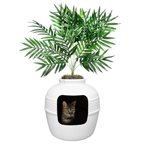 Good Pet Stuff, La Caja de Arena Oculta Original, Plantas Artificiales y Caja de Arena para Gatos Cerrada, Filtro ventilado y Olor, fácil de Limpiar, Abedul Blanco