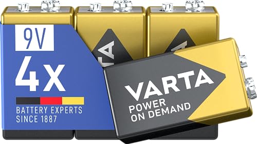 VARTA Batterien 9V Blockbatterien, 4 Stück, Power on Demand, Alkaline, Vorratspa