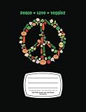 Peace Love Veggies Dual Design Notebook Half Wide Ruled And