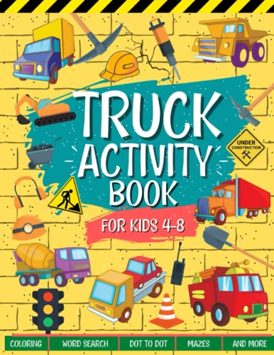 Truck Activity Book For Kids Ages 4-8 cover