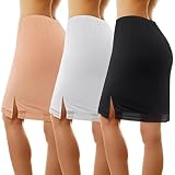 Lasnten 3 Pcs Women's Half Slips for Under Dresses Extenders Lace Trim Underskirt Above Knee Skirt Long Underskirt(Medium)
