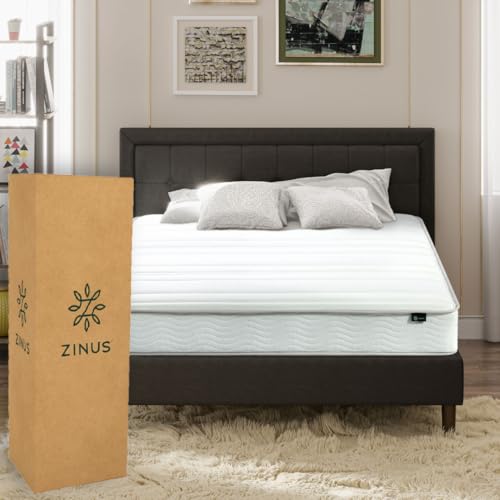 Zinus Bonell | Colchón Matrimonial de Resortes con Espuma de Alta Densidad Ideal para Dormir Boca Abajo | Enviado en Caja y con Garantia de 10 años