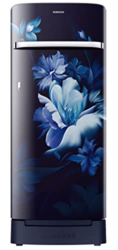 Samsung 215L 5 Star Inverter Direct-Cool Single Door Refrigerator (RR23C2H35UZ/HL,Midnight Blossom Blue) Base Stand Draw...