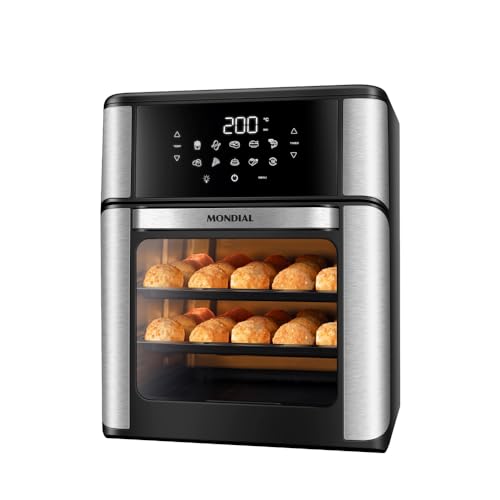 MONDIAL Fritadeira Air Fryer Forno Oven 12L, Preto/Inox, 2000W, 110V