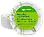Amazon Basics Everyday Disposable Paper Plates, 8.62 Inch, Microwave-Safe, Cut Resistant, Soak-Proof, 100 Count, Packaging Ma
