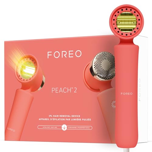 FOREO PEACH 2 – Depiladora IPL luz pulsada ultrarrápida – Uso corporal y facial mujer y hombre – Máquina depilación láser en casa – Enfriamiento avanzado – Protector silicona – Peach