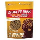 Charlee Bear Crunch Grain Free Dog Treats, Peanut Butter and Banana, 8 Ounce Resealable Bag, Low Calorie Training Treats for Dogs, Limited Ingredient, Healthy, Crunchy Dog Snacks, Made in USA