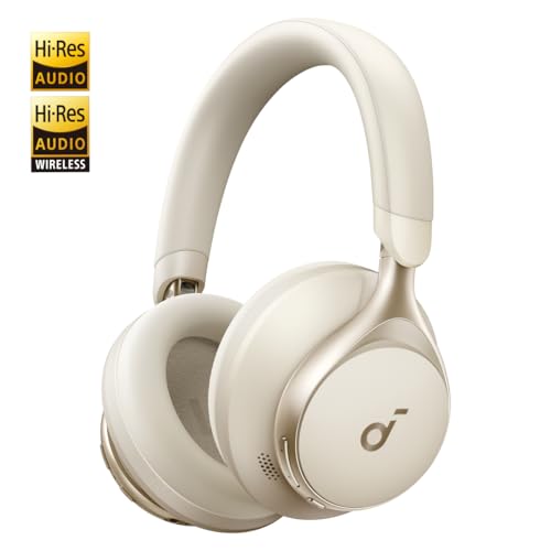 Soundcore by Anker Space One Audífonos Inalámbricos Diadema con Cancelación Activa Adaptativa, Reducción de Voz 2X más Fuerte, Audio Hi-Res, LDAC, hasta 40h, para Juegos, Gamer