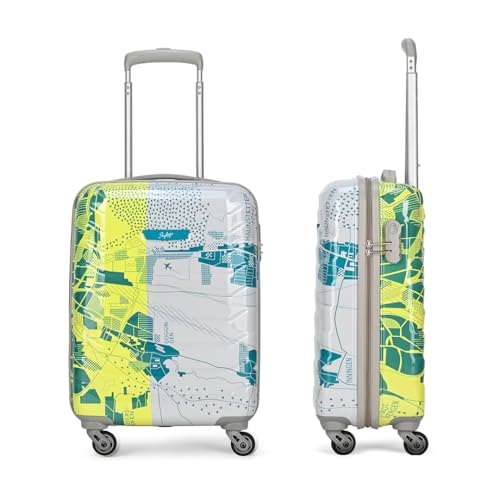 Skybags Cabin Trooper 55 Cms Small Abs Hardshellsided 4 Wheels Spinner Printed Luggage/Inline Suitcase/Trolley Back (Pal...