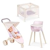 LullaBaby β 14-Inch Realistic Baby Doll & Accessory Bundle β Fair Skin Tone & Blue Eyes β Nursery Care Set β High Chair, Playpen & Jogger Stroller β Pretend Play Toys β Kids 2+ Years
