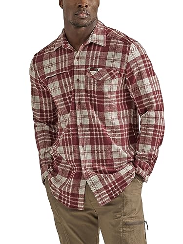 ATG Camisa a Cuadros con Botones para Hombre, Caoba, 4X-Large