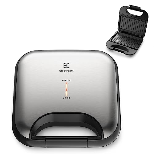 Electrolux Sanduicheira grill chapa ondulada elétrico antiaderente inox ESG20 127v