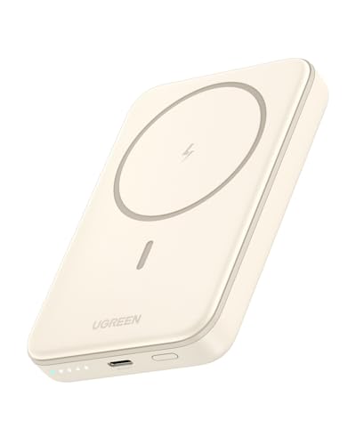 UGREEN 10000mAh Power Bank Inalabrico PD 20W Carga Raida, Cargador USB C Portail Magnético, Bateria Externa Compatible con iPhone 17/16/15/14 Serie, Galaxy, Xiaomi, iPad, LG, Blanco