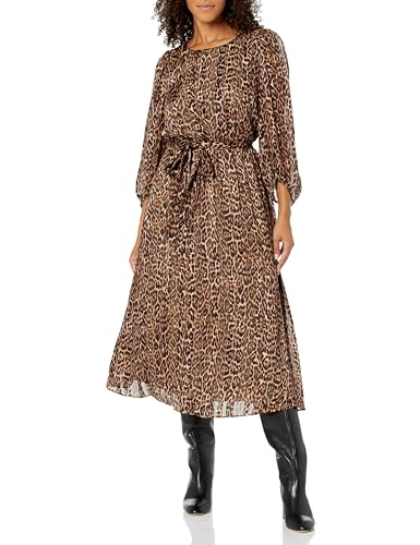 Anne Klein Vestido de Gasa con Mangas abullonadas y Lunares para Mujer, Lt.visón