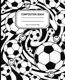 Soccer Composition Notebook: Black and White Preppy Wide Ruled 100 page 9-3/4 x 7-1/2 inches Notebook For Girls and Boys