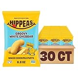 HIPPEAS Chickpea Puffs, Groovy White Cheddar, Gluten Free Snacks, Dairy Free, Vegan, 0.8oz, Pack of 30, 3g Protein, 2g Fiber, Crunchy, Nutritious, Baked Plant Protein Snack, Non-GMO, Kosher