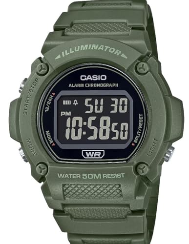 Casio W219H Series | 50M WR | LED Illuminator | 100 SEC Chronograph | 1/100 SEC Stopwatch | Daily Alarm | Hourly Time Signal | 7-year battery