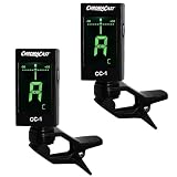 ChromaCast 2 Pack CC-1 Professional Clip-On Tuner for All Instruments (multi-key modes) - with Guitar, Ukulele, Violin, Bass & Chromatic Tuning Modes (also for Mandolin and Banjo)