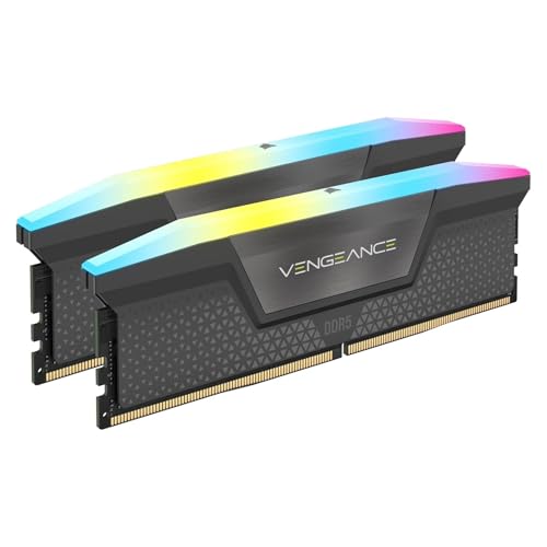 CORSAIR VENGEANCE RGB DDR5 RAM 32GB (2x16GB) Bis zu 6000MHz CL36-44-44-96 1.35V AMD EXPO Intel XMP 3.0 Desktop-Arbeitsspeicher – Grau (CMH32GX5M2E6000Z36)