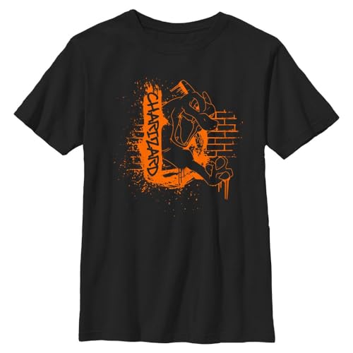 Pokemon T-shirt à manches courtes pour garçon Charizard Graffiti, noir, Taille L