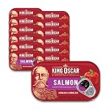 King Oscar Premium Skinless & Boneless Atlantic Salmon in Olive Oil, Mediterranean Style, 4.05 oz Cans, Pack of 12, Tinned Salmon