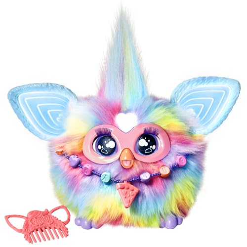 Hasbro Furby Tie Dye, Peluche Parlante Qui Brille dans Le Noir - Version françai
