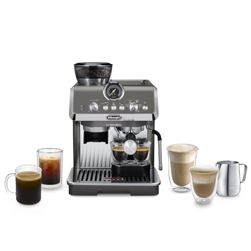 De'Longhi Siebträgermaschine La Specialista Arte Evo Cold Brew EC9255T, Espressomaschine mit Mahlwerk inkl Barista-Kit, Cold Brew-Funktion, 8 Mahlgrade, 15 Bar, 3 Temperaturen, Milchschaumdüse, Titan