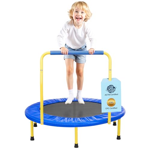 VEVOR - Cama elástica de 3 pies de 36 Pulgadas para Interiores y Exteriores, para niños pequeños, Plegable con Mango de Espuma, Regalo de cumpleaños recreativo