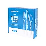Amazon Basics Disposable Clear Plastic Cutlery Set Premium Q