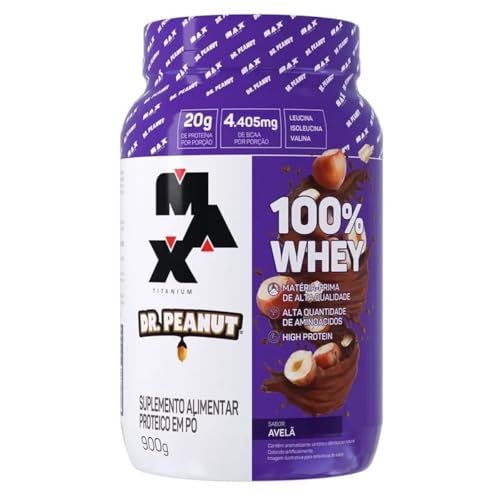 100% Whey Max Titanium x Dr. Peanut 900g Sabor Avelã