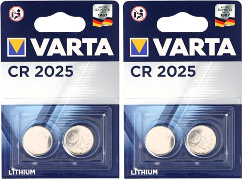VARTA Piles Bouton CR2025, Lot de 4, Lithium Coin, 3V, Emballage sécurisé pour L