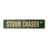 Storm Chaser Vintage Plastic Street Sign Tornado Alley Tornadoes Hurricane Weather | Indoor/Outdoor | 18" Wide