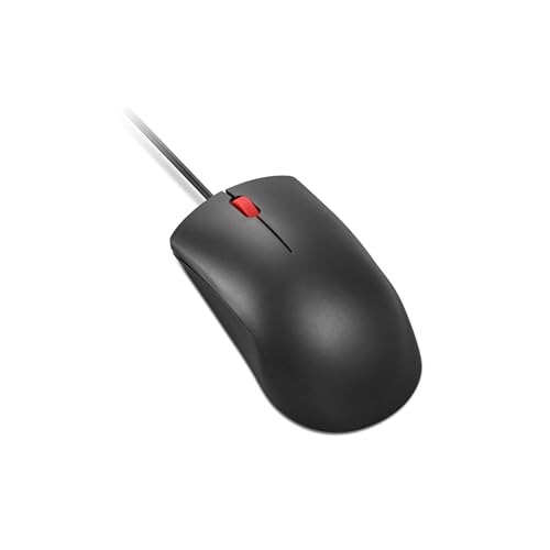 Lenovo 120 Wired Plug & Play USB Mouse, High Resolution 1600 DPI Optical Sensor, 3-Button Design with clickable Scroll Wheel, Ambidextrous, Ergonomic Mouse for Comfortable All-Day Grip (GY51L