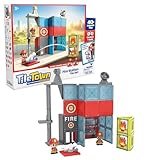 Tile Town Fire House Magnetic Tiles Construction Building Playset + Figures, Kids 3-5+, New Action Tiles for Action Play, Realistic Builds, STEM Creative Toy, Great Gift for Boys & Girls