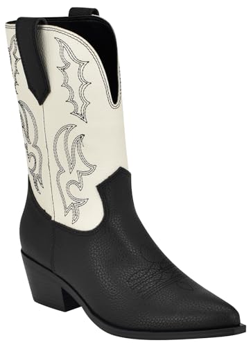 Nine West Femme Yodown Botte de Western, Noir Blanc 003, 40 EU