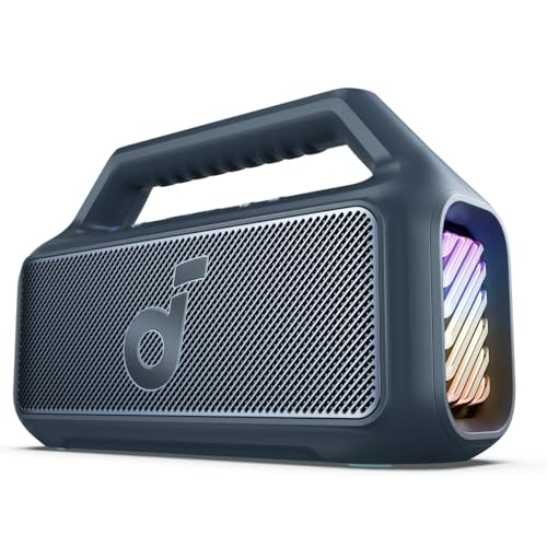 Soundcore by Anker Boom 2 Bocina Bluetooth Portatil, Hasta 24h de Reproducción, Potencia 80W RMS con BassUp, Sincroniza +100 Altavoces, IPX7 Flotante, Altavoz Inalámbrico, Party Box, Regalos para mamá
