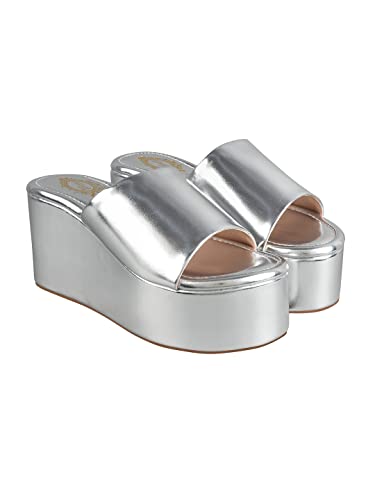 Shoetopia girls Little Silver Wedge Sandal - 4 UK (Girls-Little-Silver)