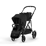 Cybex Gazelle S All-in-One Toddler and Baby Stroller with Over 20 Modular Configurations, Ergonomic Near-Flat Recline, Shopper Basket, and Compact Fold, Moon Black, Black Frame
