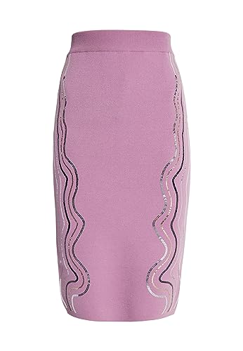 faina Falda Midi de Punto, Malva, M-L Mujeres