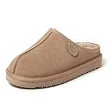 Dearfoams Women's Fireside Greta Genuine Shearling Indoor/Outdoor Clog, Driftwood, 8