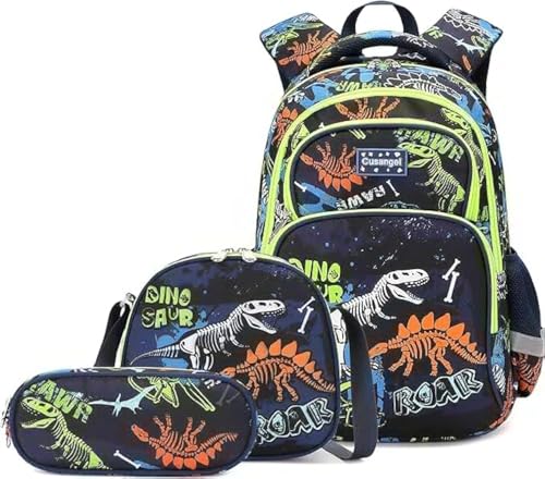 Cusangel Juegos de mochilas para niños, mochilas para niños de primaria, mochilas para niños de 16 pulgadas, correas torácicas y bolsas laterales para niños